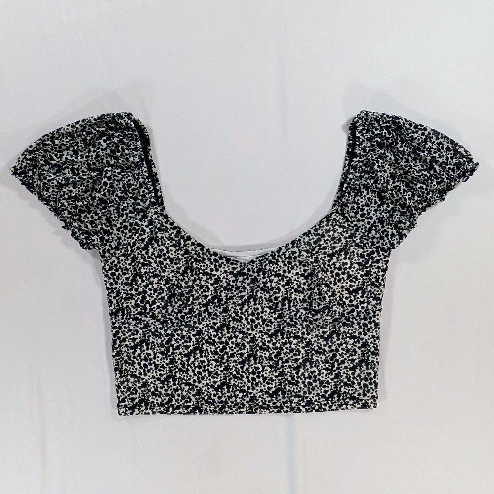 Y2K Black Abound Milkmaid Crop Top Size M Whimsigoth Fairy Festival Witchy Boho